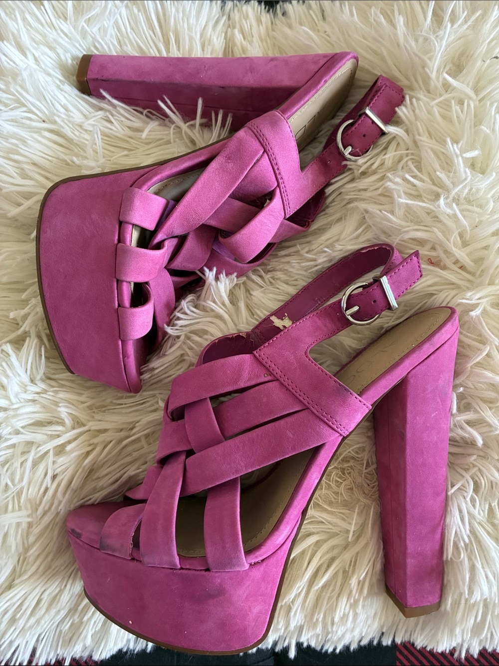 Aldo Women's Pink Platform Woven Strap High Heel Sandals size 6